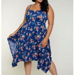 Navy Floral Handkerchief Dress